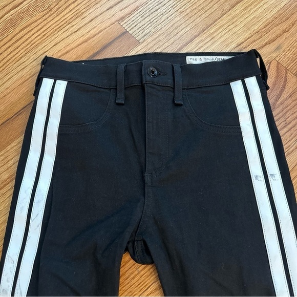 rag & bone Black Skinny Jeans with White Lycra Side Stripes size 26 - Picture 3 of 8